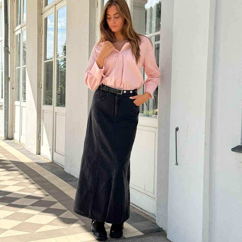 DEPECHE, flot lang nederdel med slids foran 100% bomuld, til kvinder