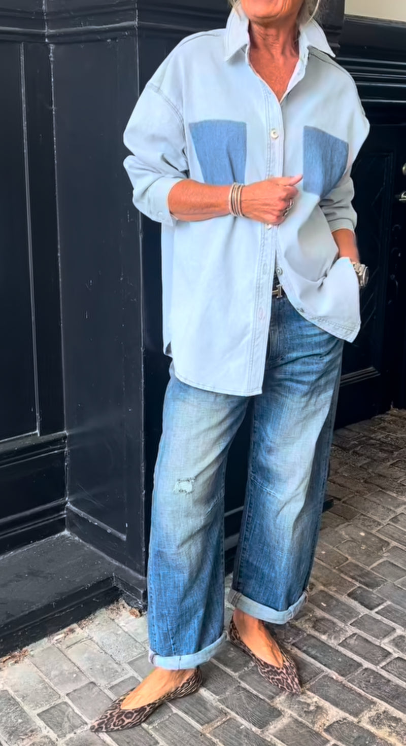 Cabana Living, flot denim skjorte med stretch, til kvinder