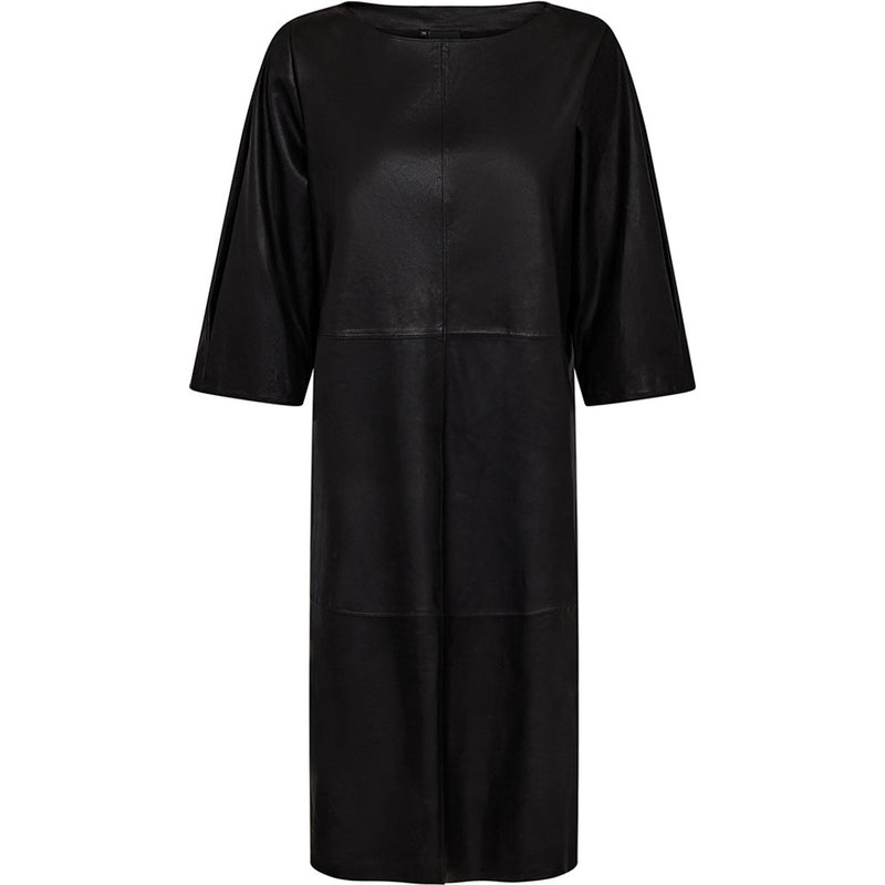 DEPECHE, flot sort tidløs skindkjole, til kvinder