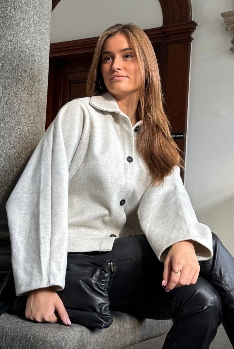 DEPECHE, flot kort jakke, iIvory Melange, Dame