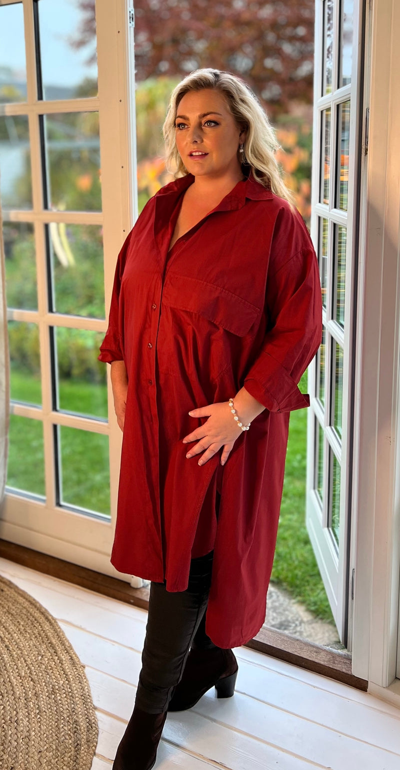 Cabana Living, flot skjorte kjole i bomuld med knapper hele vejen igennem, findes i flere farver, til kvinder