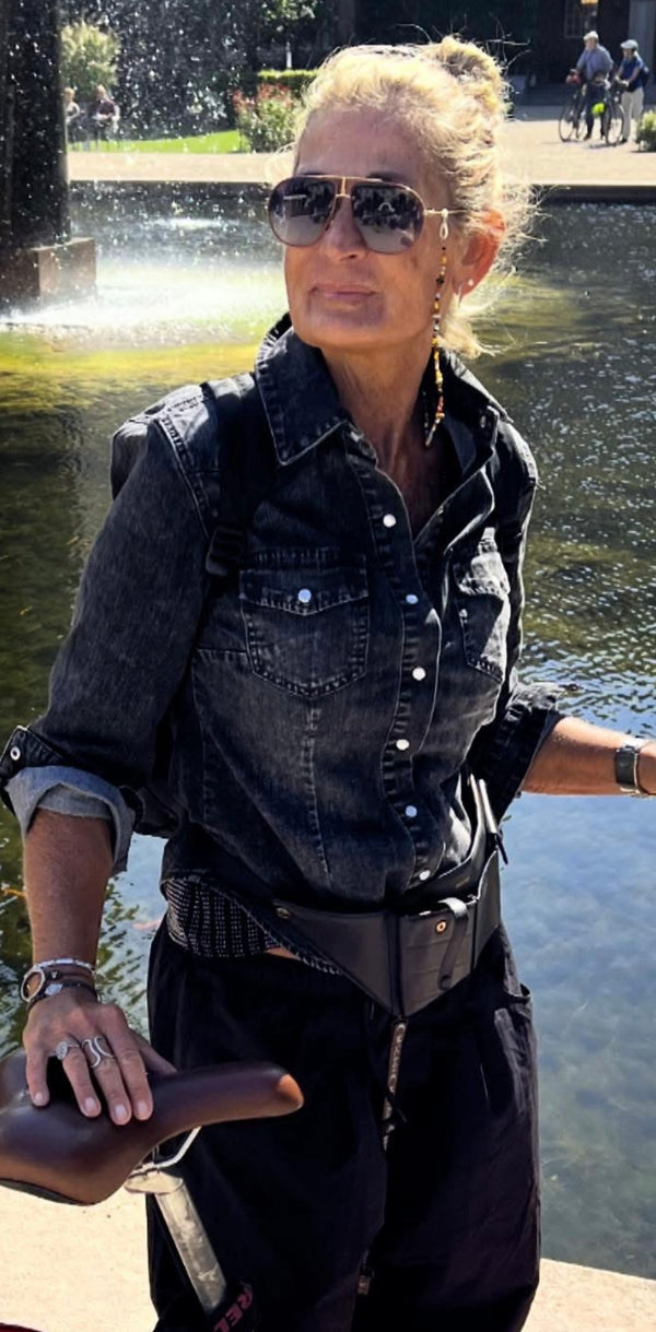 Cabana Living, Black Denim skjorte med Stretch, til kvinder