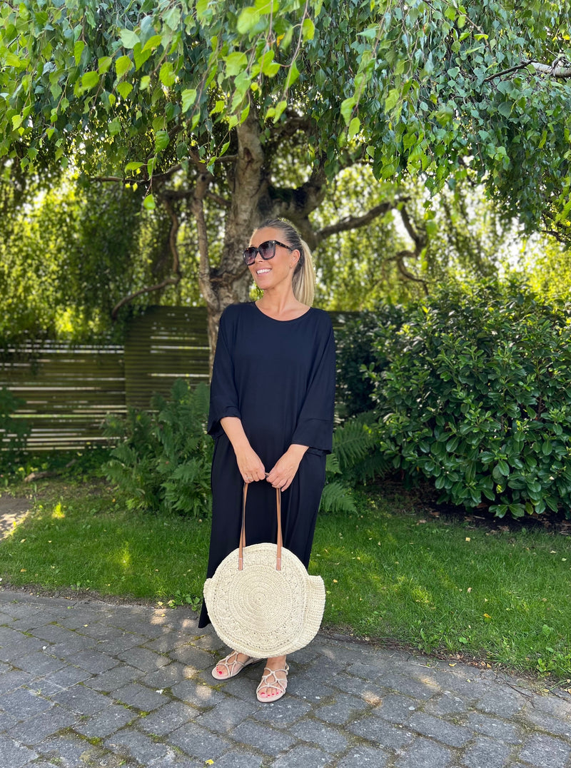 DeluxByWoman, Premium kvalitet, luksus oversize t-shirt kjole i silkeblød bambus viskose, til kvinder