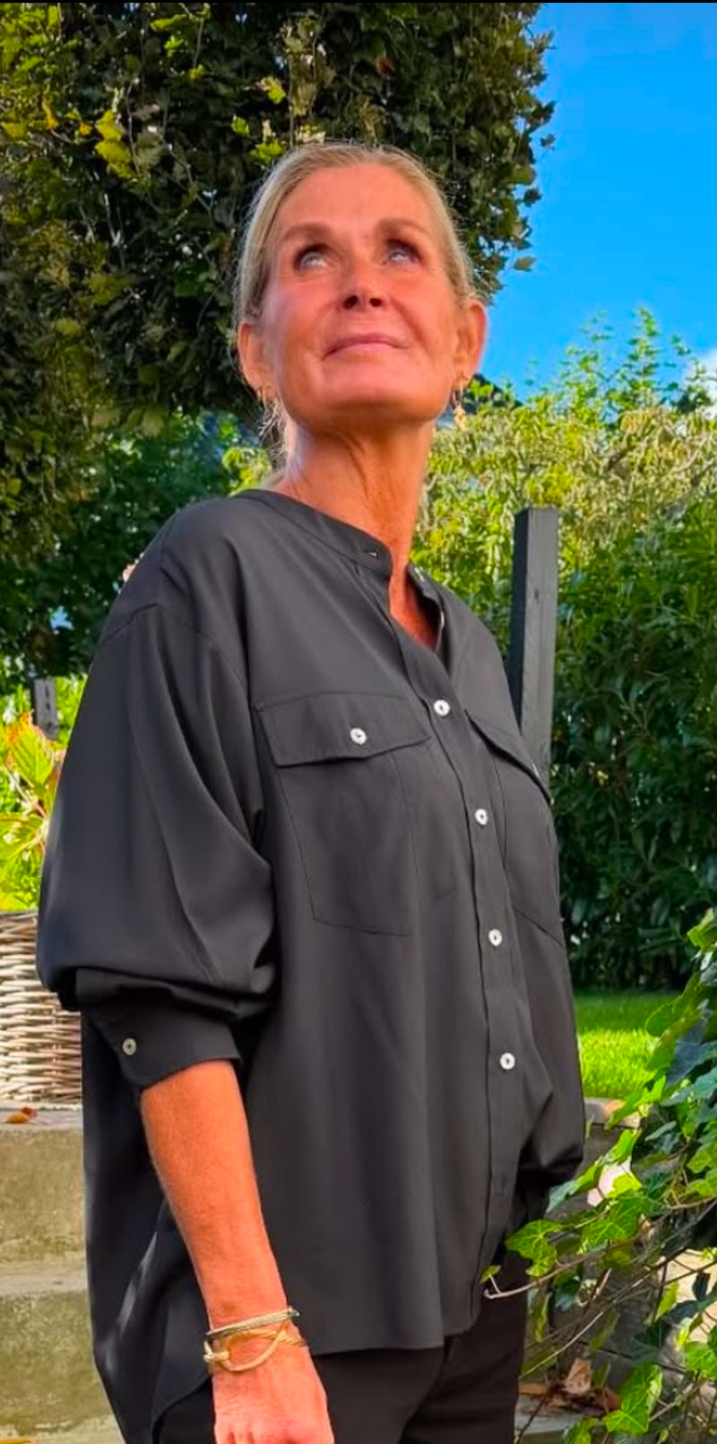 DEPECHE, flot enkel skjorte i viskose blanding, til kvinder