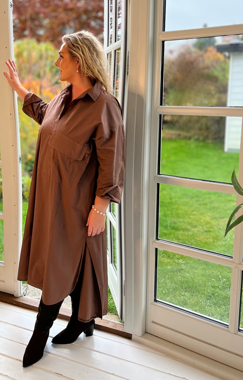 Cabana Living, flot Oversize skjorte kjole i 100% bomuld, til kvinder, findes i flere farver