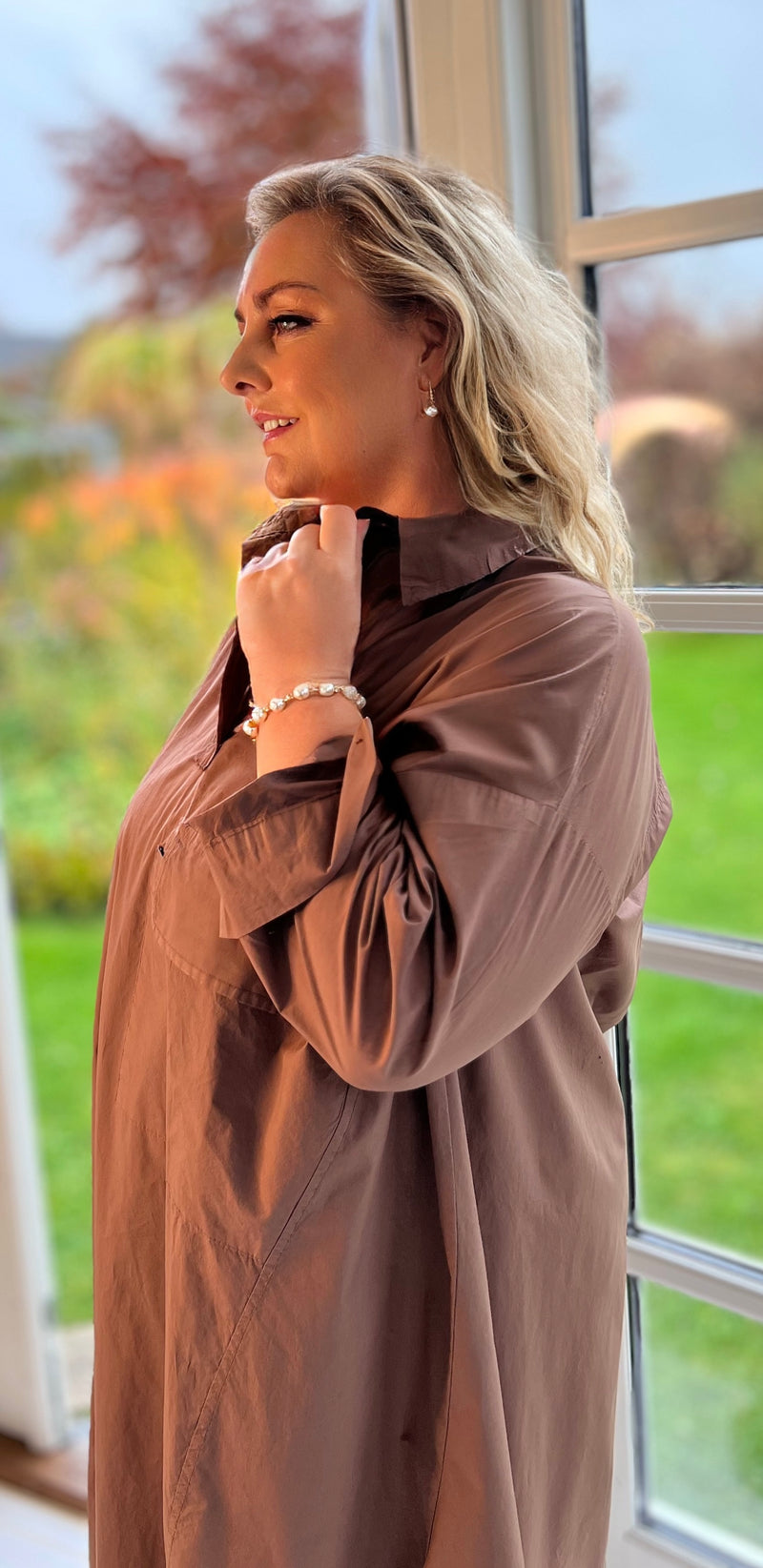 Cabana Living, flot Oversize skjorte kjole i 100% bomuld, til kvinder, findes i flere farver