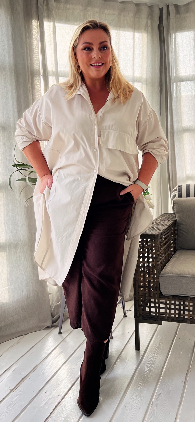 Cabana Living, flot skjorte kjole i bomuld med knapper hele vejen igennem, findes i flere farver, til kvinder