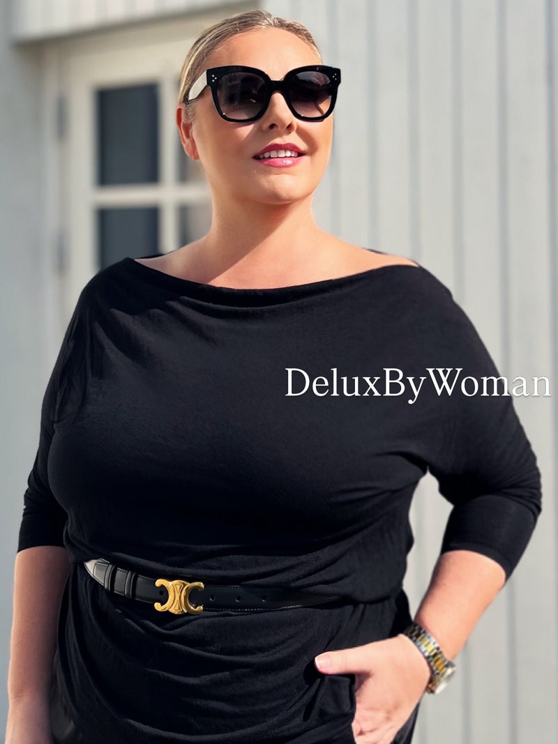 bambus bluse DeluxByWoman, Premium, klassisk, Comfy og Soft, Bambus bluse med bådud –  deluxbywoman