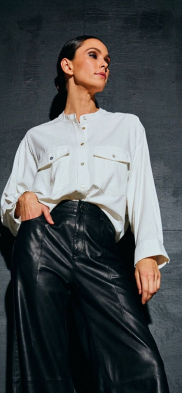 DEPECHE, flot enkel skjorte i viskose blanding, til kvinder