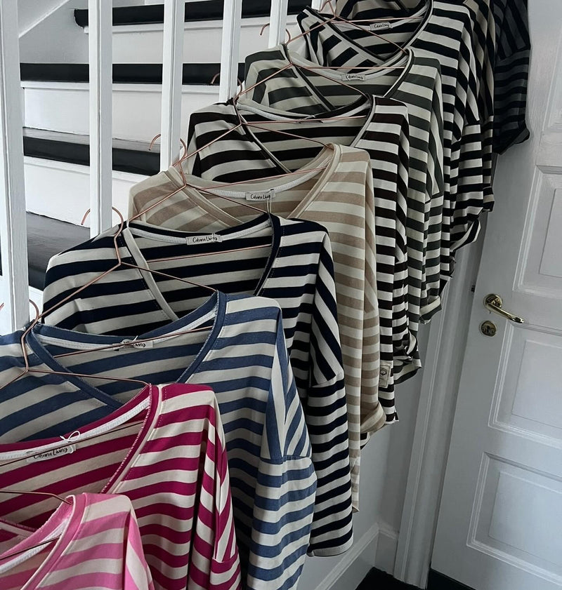 Cabana Living, bluse med striber og V hals