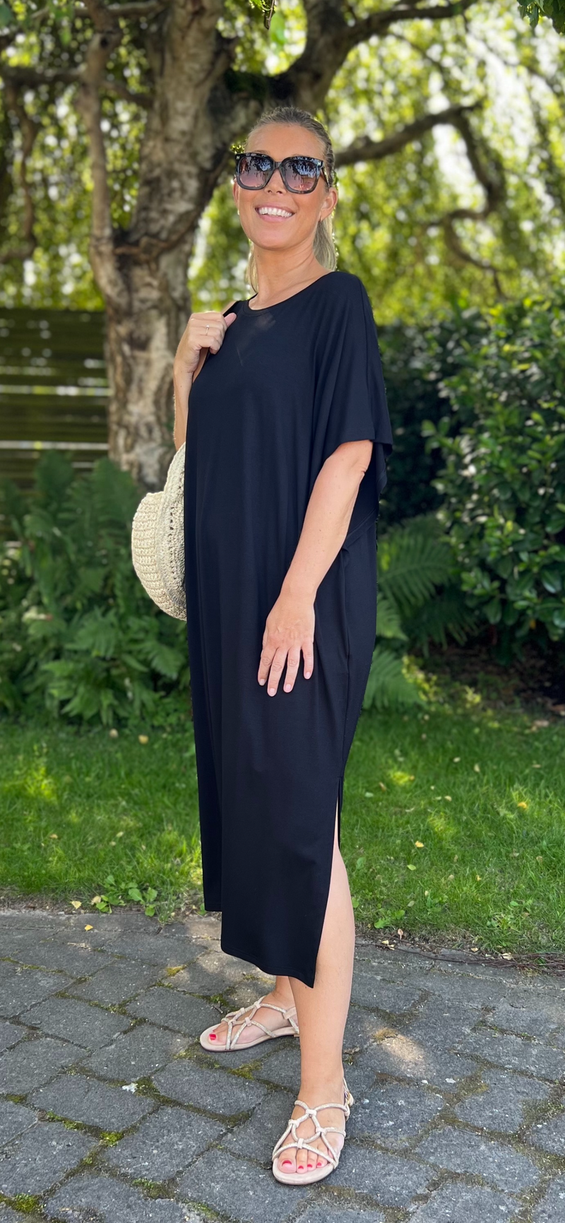 DeluxByWoman, Premium kvalitet, Luksus t-shirt kjole i silkeblød bambus viskose, til kvinder