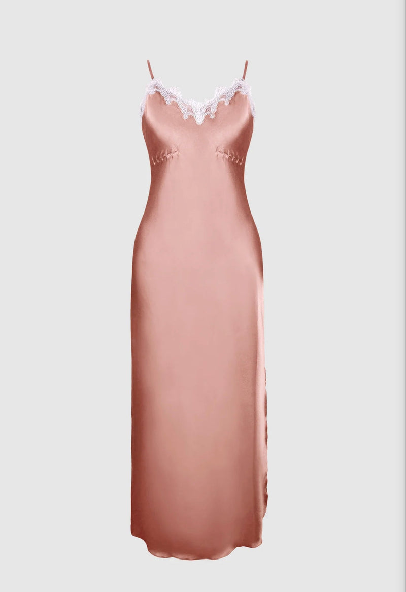 Sasha La Mer, Elisabeth Silk Slip Dress i GOLDEN SAND, i ren silke, findes i mange farver, til kvinder