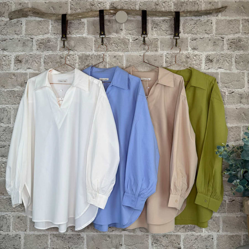 Cabana Living, flot blød oversize skjortebluse, findes i flere farver, til kvinder
