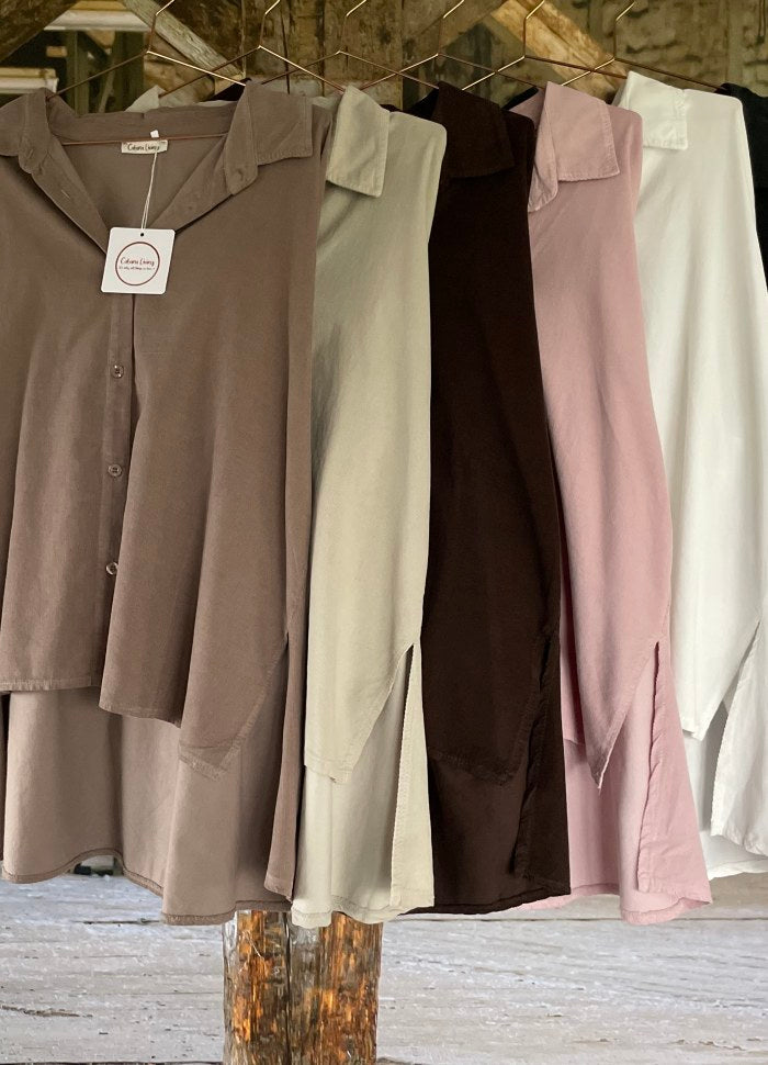 Cabana Living, flot skjorte i baby fløjl, findes i flere farver, til kvinder