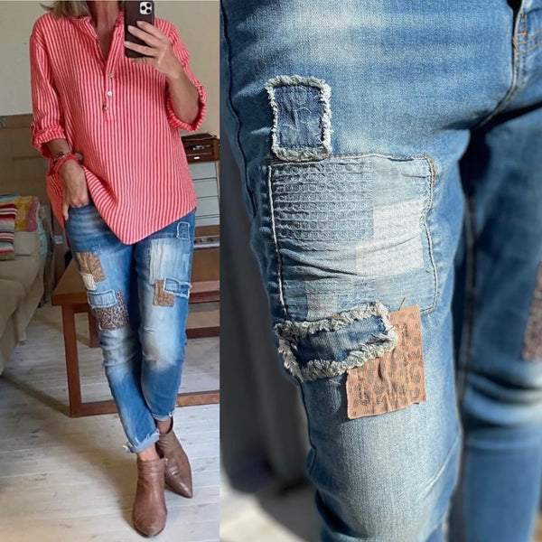 Cabana Living, jeans med leo lapper, til kvinder