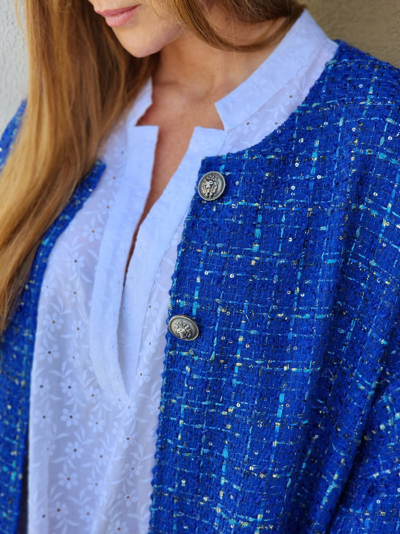 Design By Laerke, Smuk kåbe, jakke i flot Blue Shine, til kvinder