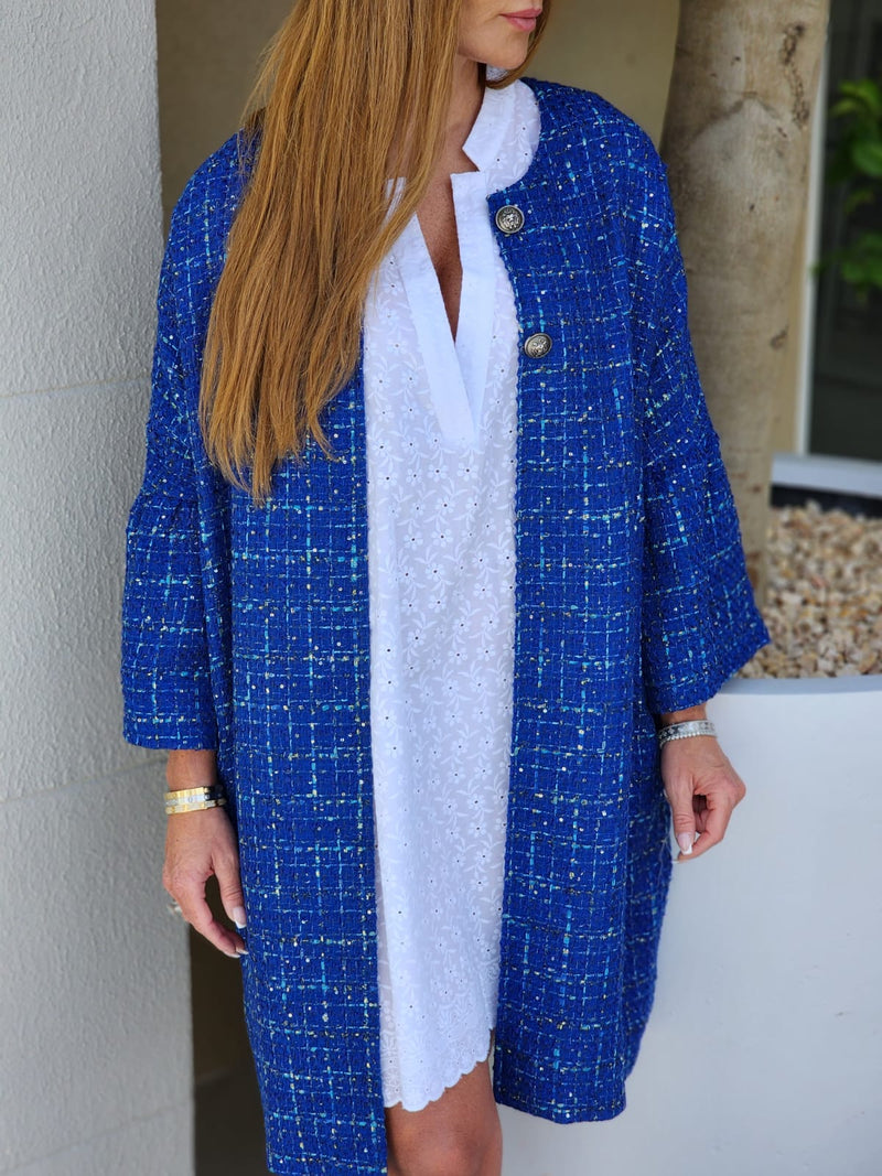 Design By Laerke, Smuk kåbe, jakke i flot Blue Shine, til kvinder