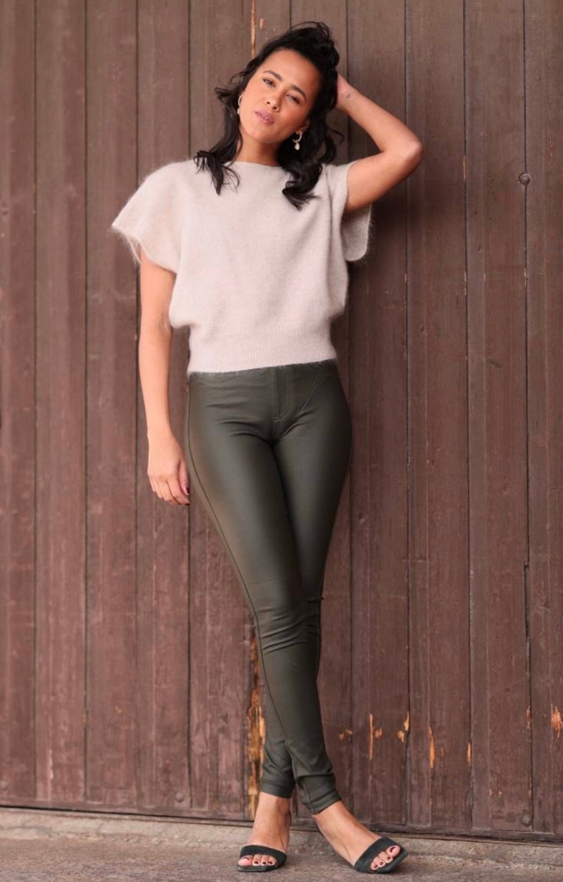 MAPP, Aleia leggings, BORDEAUX leggings i læderlook - til kvinder, fra str. XS-XXL