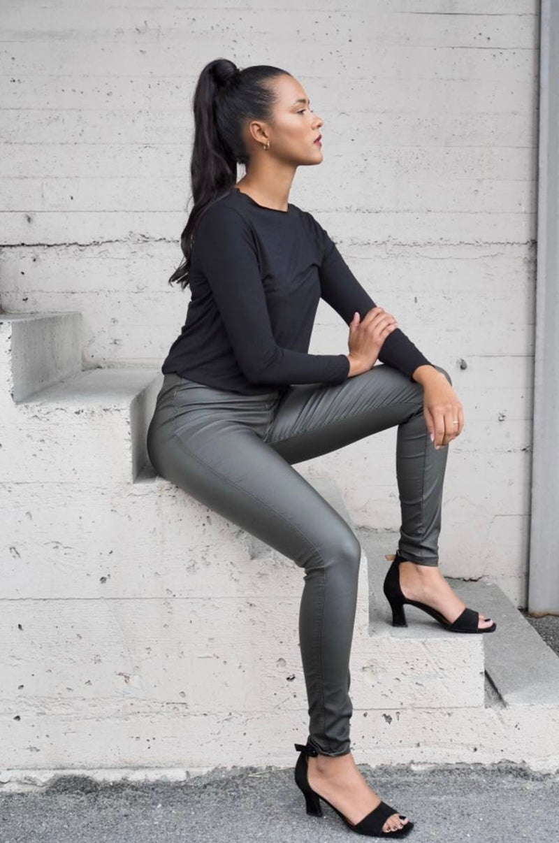 MAPP, Aleia leggings, BORDEAUX leggings i læderlook - til kvinder, fra str. XS-XXL