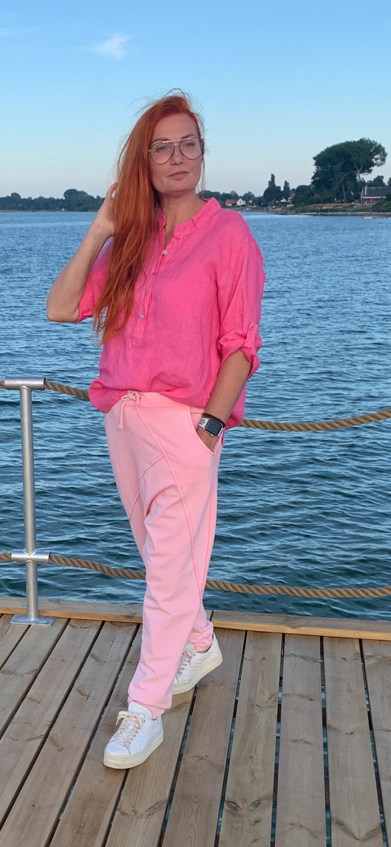 Cabana Living, Smuk i farven Hot Pink, hørskjorte til kvinder