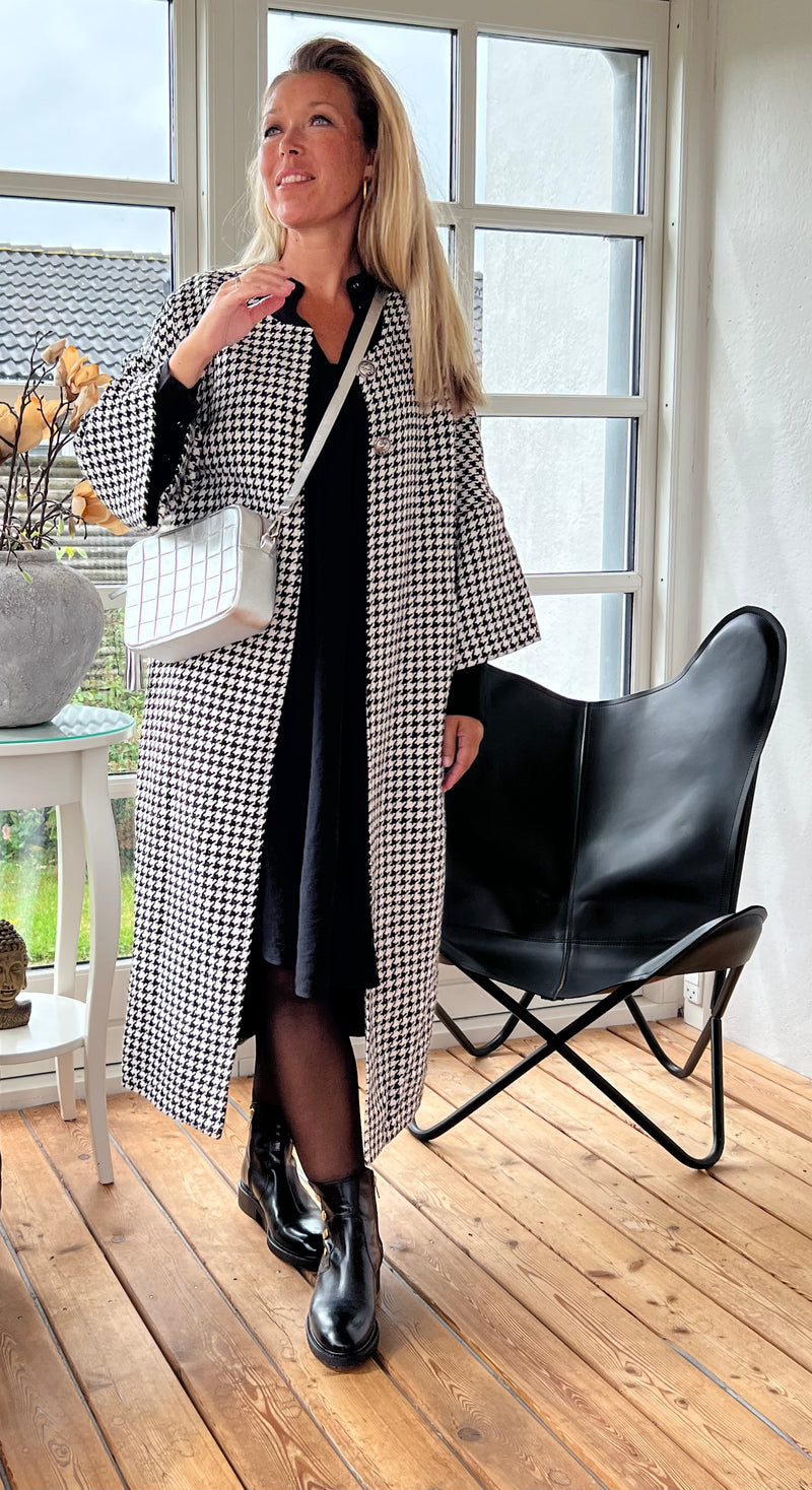 Design Laerke, Kåbe frakke, med Houndstooth til kvinder – deluxbywoman