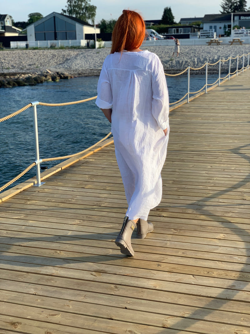 Cabana Living, Sommer tilbud, flot hvid hørkjole til kvinder