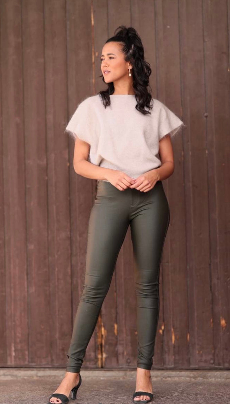 MAPP, Aleia leggings, BORDEAUX leggings i læderlook - til kvinder, fra str. XS-XXL